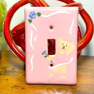 Vintage Hand painted Teddy Bear Ballerina Light Switch Cover Toggle Switch